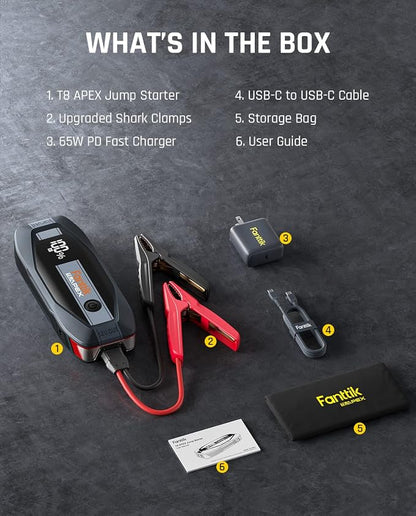 FANTTIK T8 APEX 2000 Amp Jump Starter, 65W Two-Way Fast Charging, - Image 9