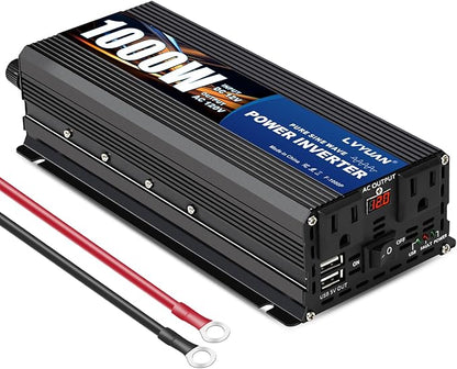 LVYUAN 1000 Watt Pure Sine Wave Power Inverter 12V to 110V/120V DC to AC by LVYUAN