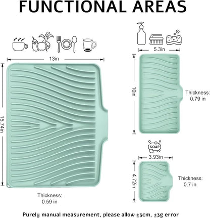 Silicone Dish Drying Mat for Kitchen Counter, Dish Drying Pad, Non-Slip Drain - Image 2