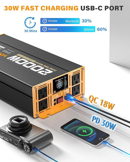 2000W Pure Sine Wave Inverter 12V DC to 110V 120V AC Car Converter - Image 4