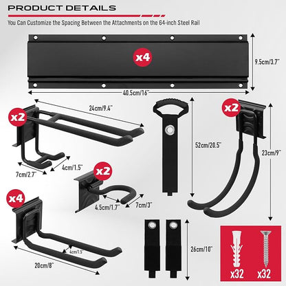 64" Heavy Duty Garage Storage Tool Organizer Wall Mount - Image 3