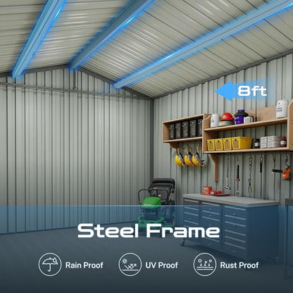 10 x 8 FT Outdoor Storage Metal Shed, Bike Garden Tool Shed - Image 6