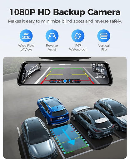 AZDOME PG17 12" 4K Mirror Dash Cam Front and Rear, Wi-Fi 6 Rear View Mirror - Image 6