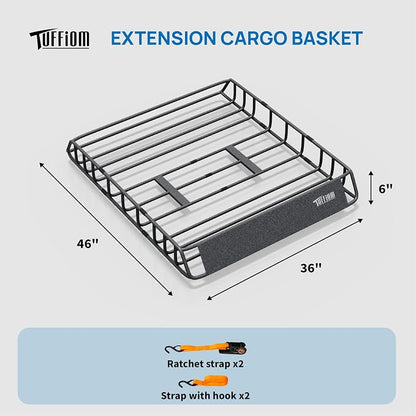 TUFFIOM 46"x 36"x 6" Universal Rooftop Cargo Carrier Basket, Heavy Duty Steel - Image 4