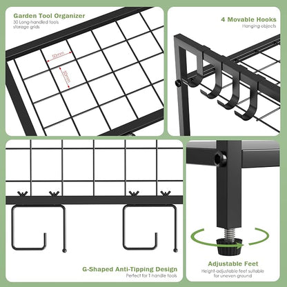 Garden Tool Organizer Rack for Garage, Yard Tool Tower Rack Organizer, Tools - Image 3