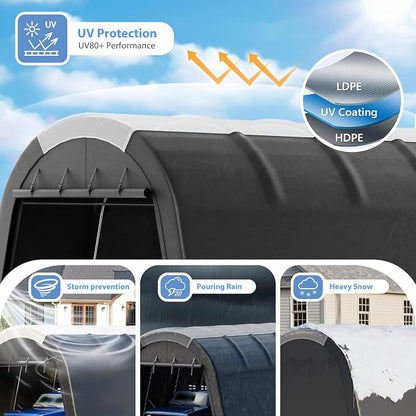 Carport 12x20 ft Heavy Duty w/Translucent Roof, All-Season Waterproof UV - Image 6