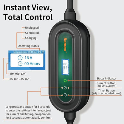 Level 1&2 Portable EV Charger, Adjustable 8-16A 110V-240V, Dual Plugs: NEMA - Image 6