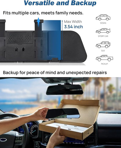 JOYTUTUS Rearview Mirror, 2 pack 12 Inch Panoramic Interior Clip-on Wide Angle - Image 3