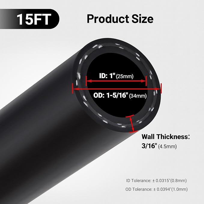 EVIL ENERGY 1" Heater Hose Coolant Radiator Straight 60PSI SAE 20R3 15FT Black - Image 3