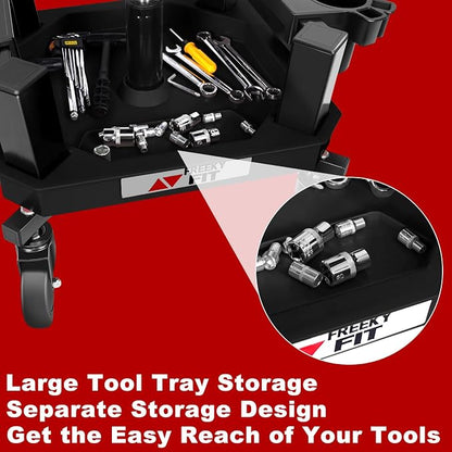 Rolling Stool with Wheels, Adjustable Shop Stool Mechanic Seat, Garage Shop - Image 5