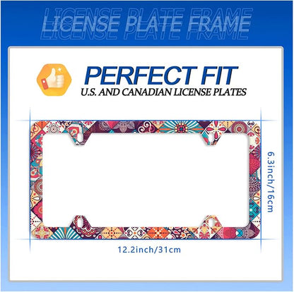 Stitching Tile Boho Pattern License Plate Frame Stainless Steel Parts Colorful - Image 7