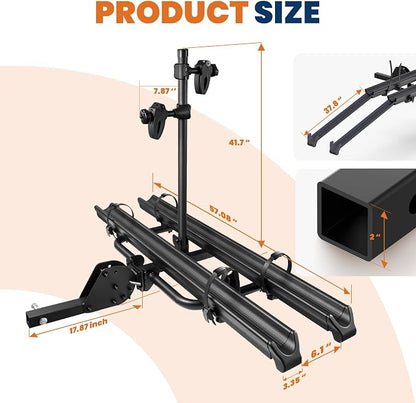 Aluminum 2 EBikes Foldable 2'' Hitch Mounted Carrier Racks w/Ramps Over 200lbs - Image 6