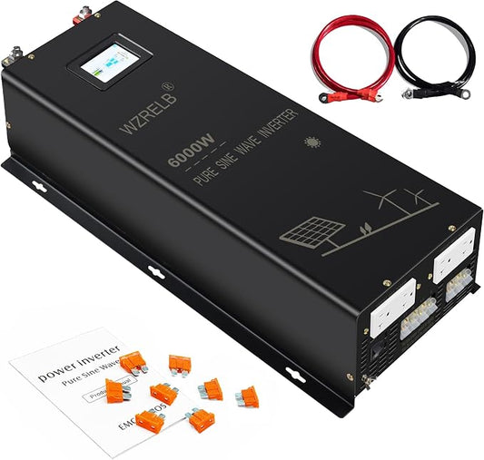 WZRELB 6000W Split Phase Pure Sine Wave Inverter, 24V DC to 120V/240V AC by WZRELB