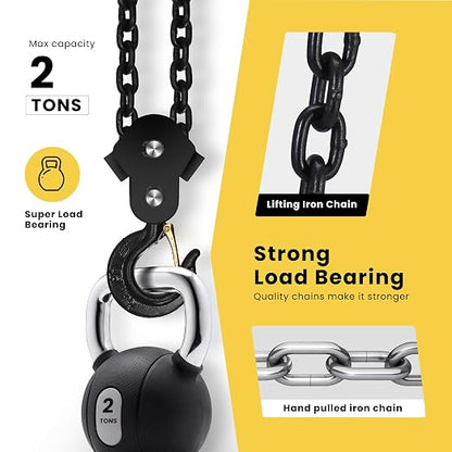 SPECSTAR Hand Chain Hoist 2 Ton 4400 Lbs Capacity 10 Feet - Image 3