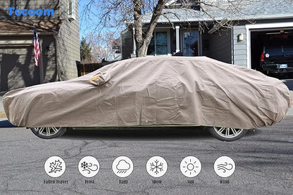 Tecoom Thick Shell Car Cover Super Breathable-Waterproof Windproof Snow Sun - Image 5