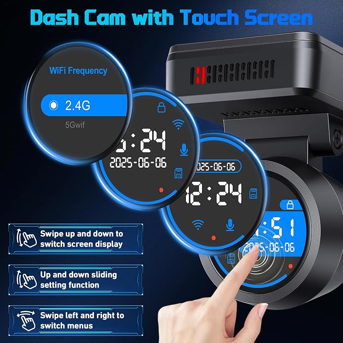 Dash Cam Front 4K Dash Camera for Cars Built-in WiFi/APP Control Dashcams for - Image 2