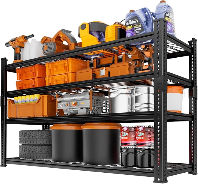 Storage Shelves Heavy Duty 2 PCS, 4-tier Adjustable Metal Industrial Utility - Image 7
