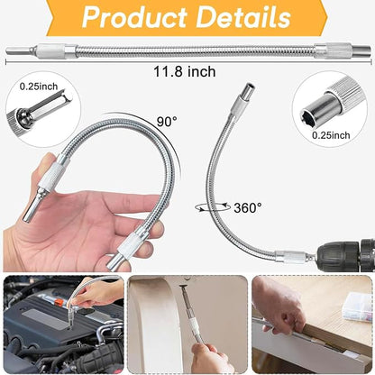 17Pcs Tools Flexible Drill Bit Extension, Include 3Pcs Rotatable Socket Adapter - Image 9