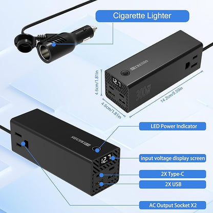 HITRENDS 300W Car Power Inverter Dual DC 12V to 110V AC Car Power inverters - Image 2