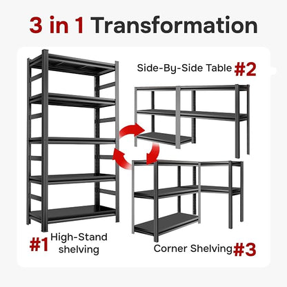 45.3" W Metal Garage Shelving Unit 3500LBS Metal Storage Shelves 5 Tier - Image 8