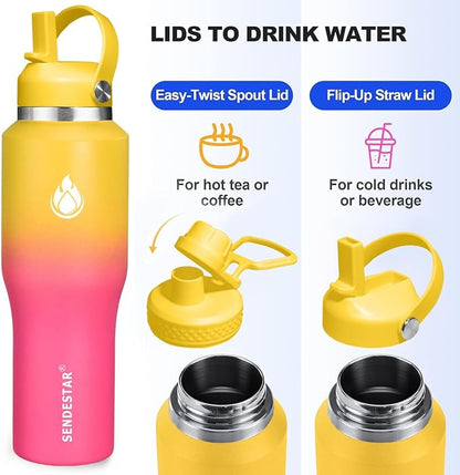 SENDESTAR 40oz Stainless Steel Water Bottle, Double Wall Vacuum Insulated Bottle - Image 3