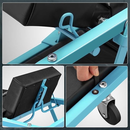 DNA MOTORING 48" 2 IN 1 Folding Rolling Garage Shop Creeper Roller Seat - Image 6