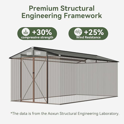 Aoxun 8x12 FT Outdoor Storage Shed Large Shed Steel Utility Tool Shed Storage - Image 4
