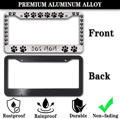 Fun License Plate Frame Cover Black and White License Plate Frames Dog Mom Dog - Image 3