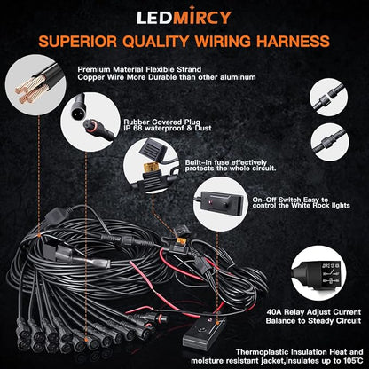 White Rock Lights, LEDMIRCY R3 Pure White LED Rock Lights Kit 16PCS - Image 5