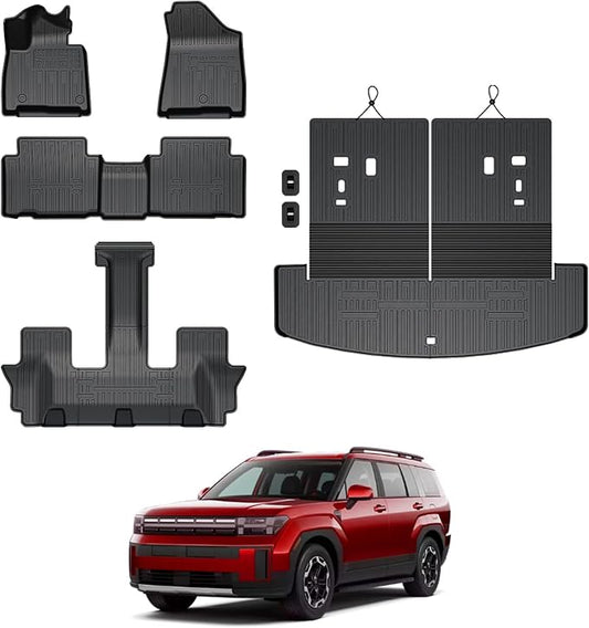 Floor Mats for 2024 2025 2026 Hyundai Santa Fe 6-Seat/7-Seat, All Weather TPE by GALVAGNITE