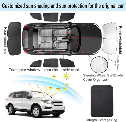 TINGLU Window Shades for Honda Pilot 2016-2025 EX-L Special Edition Elite Black - Image 3