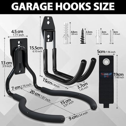 3-H Weed Eater Hanger 1 Pack, 1 Large Garage Wall Hooks, 1 Extension Strap - Image 3