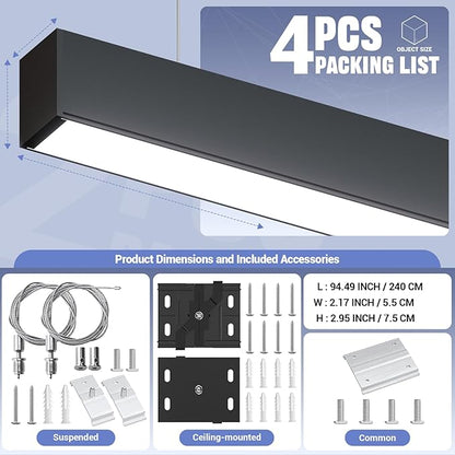 8FT LED Linear Light, 100/90/80/70/60W Up and Down Light, 3000/4000/5000K CCT - Image 2