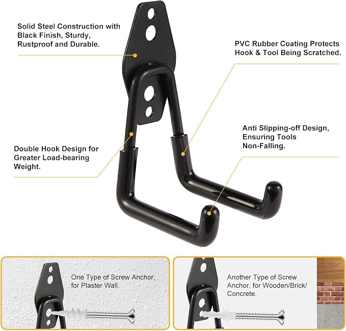 Garage Hook Heavy Duty Wall Storage Hangers, 30 Pack Garage Storage Hooks Steel - Image 4