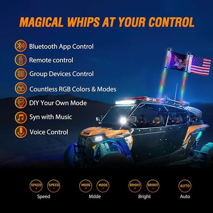 Nilight 2PCS 5FT RGB LED Whip Light - Image 2