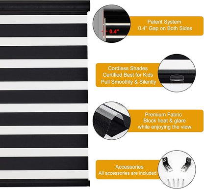 Persilux Cordless Zebra Blinds for Windows Free-Stop Dual Layer Roller Windows - Image 2