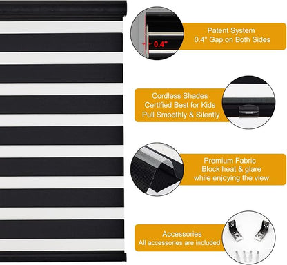 Persilux Cordless Zebra Shades Free-Stop Window Shades Dual Layer Light Control - Image 2