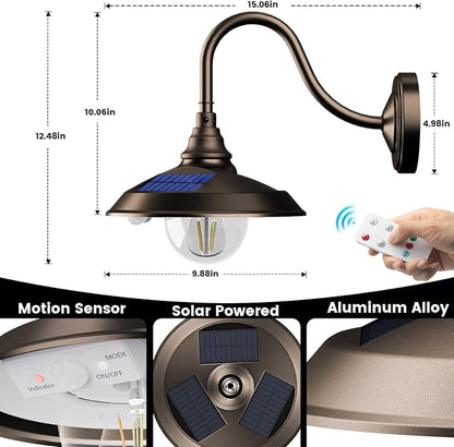 SIEDiNLAR Solar Barn Light Outdoor 3 Modes 2 Lighting, Aluminum Vintage - Image 3