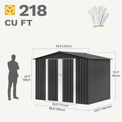 DWVO 8x6FT Outdoor Storage Shelter, Roomy Steel Tool Shed - Image 8