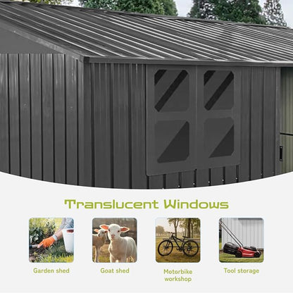12x10 Ft Storage Shed Outdoor, XL Permanent Steel Building - Image 5