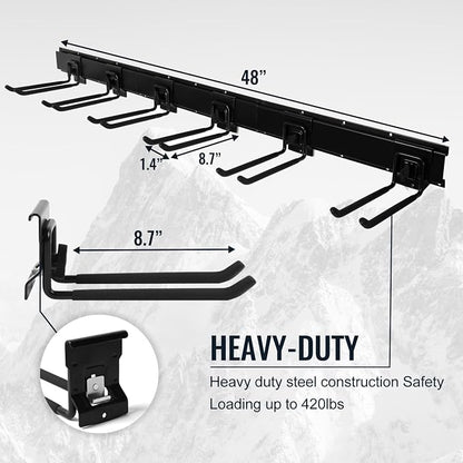 Locking Garden Tool Organizer, Garage Organization Wall Mount Storage Rack - Image 2