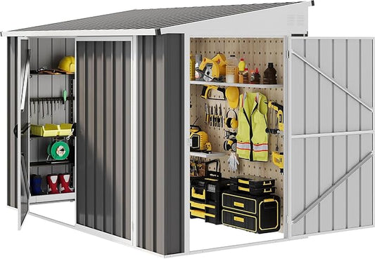 DWVO 8x4 FT Outdoor Weatherproof Storage Shed, Secure Metal Bike Shed by DWVO