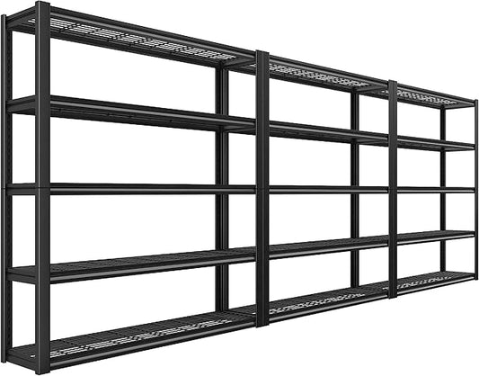 REIBII 48" W Garage Shelving Heavy Duty Load 2500LBS, 5 Tier Storage Shelves by REIBII