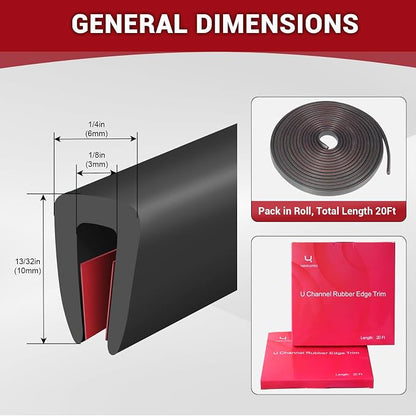 EPDM Rubber Edge Trim, 1/8" Self Adhesive, Fit - Image 2
