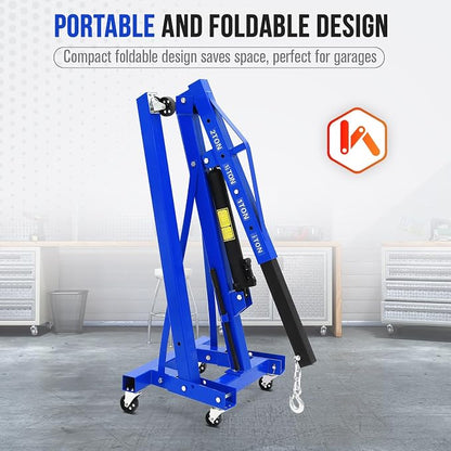2 Ton Engine Hoist, Hydraulic Cherry Picker Engine Hoist Lift, 4400LBS Heavy - Image 3