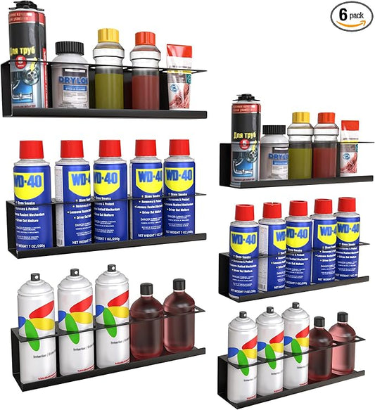 6 Pack Spray Bottle Holder Wall-Mounted, Aerosol Spray Can Holder Storage Rack by Riciakik