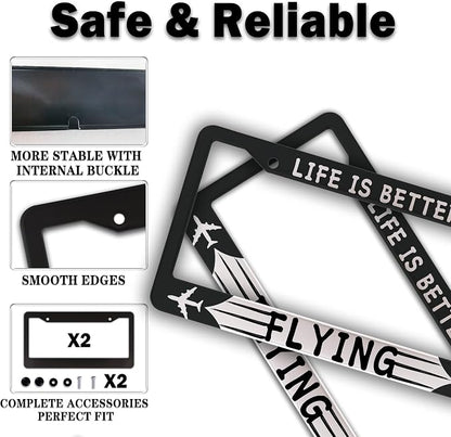 License Plate Frames Black and White Automotive Exterior Accessories Life is - Image 4