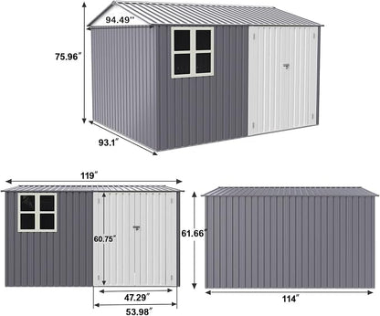 8x10 FT Outdoor Storage Shed, Metal Garden Shed - Image 4