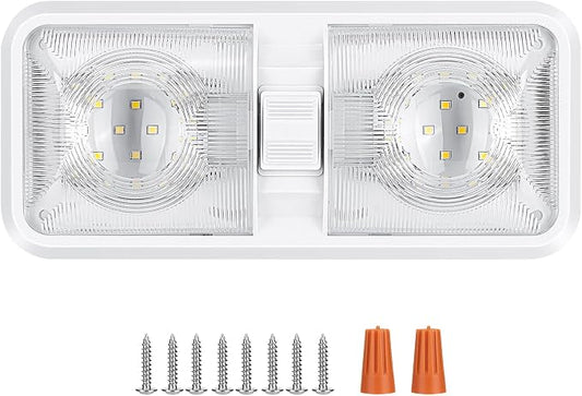 1 Pack RV Lights Interior 12V Led 8W Ceiling Double Dome Camper Light 600 Lumen by BLAUESGAS