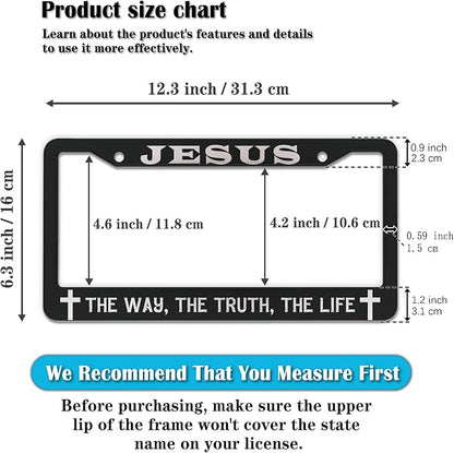 License Plate Frames Black and White Car Plate Frames Jesus The Way The Truth - Image 2